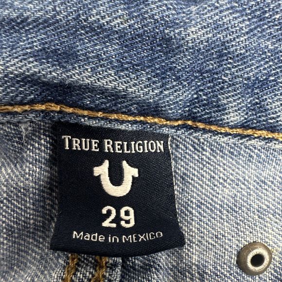 True Religion Cameron‎ Slim Boyfriend Patch Jeans Womens 29 Studded Distressed - Picture 11 of 16